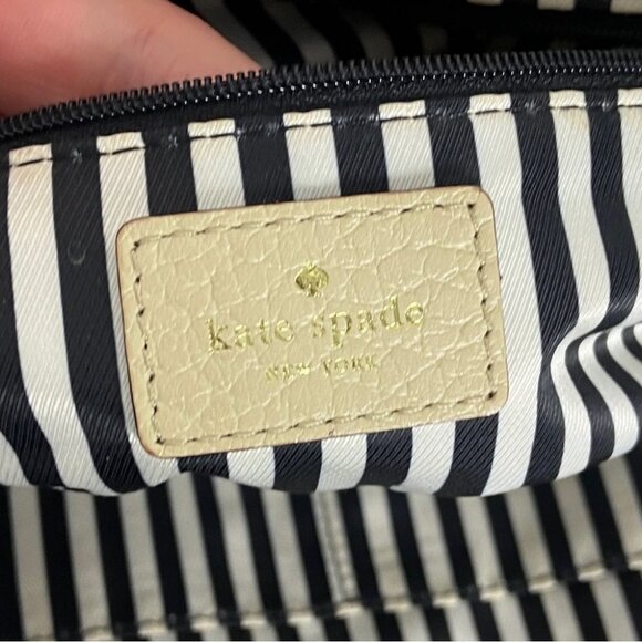 Kate Spade Southport Avenue Jenny Pebble Leather Handbag‎ Cream Black Gold Bag - Picture 6 of 12